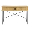 Work desk Scandi pakoworld MDF/Metal in natural color with black metal legs 120x60x76.5cm