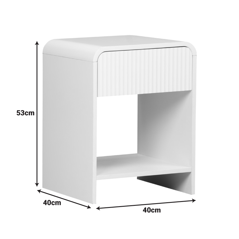 Nightstand Zeplen pakoworld MDF in white color 40x40x53cm Nightstand Zeplen pakoworld MDF in white color 40x40x53cm