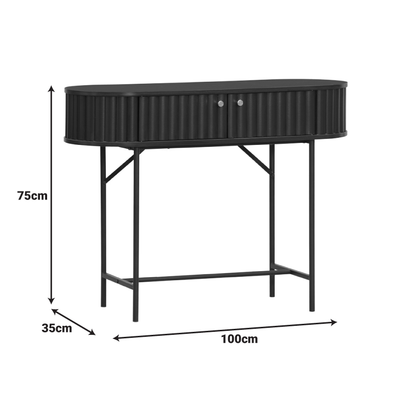 Console Zeplen pakoworld MDF-metal in black shade 100x35x75cm