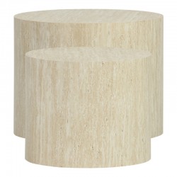 Side tables 2pcs Zonar pakoworld MDF in travertine look Side tables 2pcs Zonar pakoworld MDF in travertine look