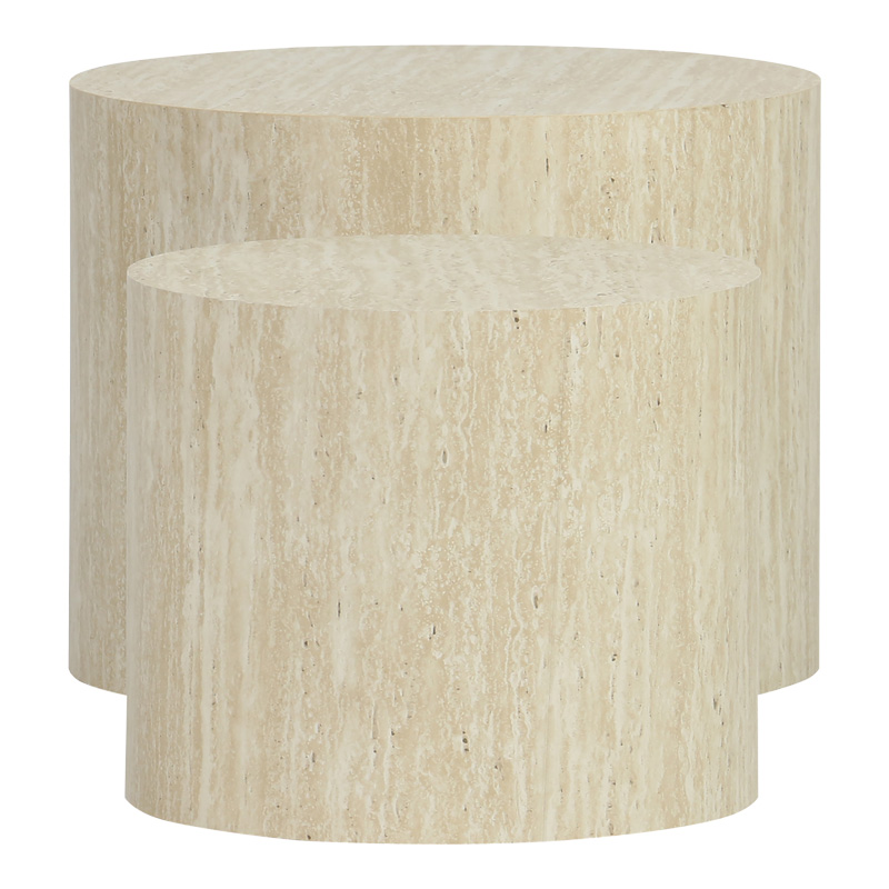 Side tables 2pcs Zonar pakoworld MDF in travertine look Side tables 2pcs Zonar pakoworld MDF in travertine look