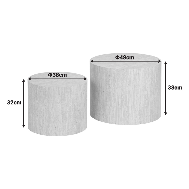 Side tables 2pcs Zonar pakoworld MDF in travertine look Side tables 2pcs Zonar pakoworld MDF in travertine look