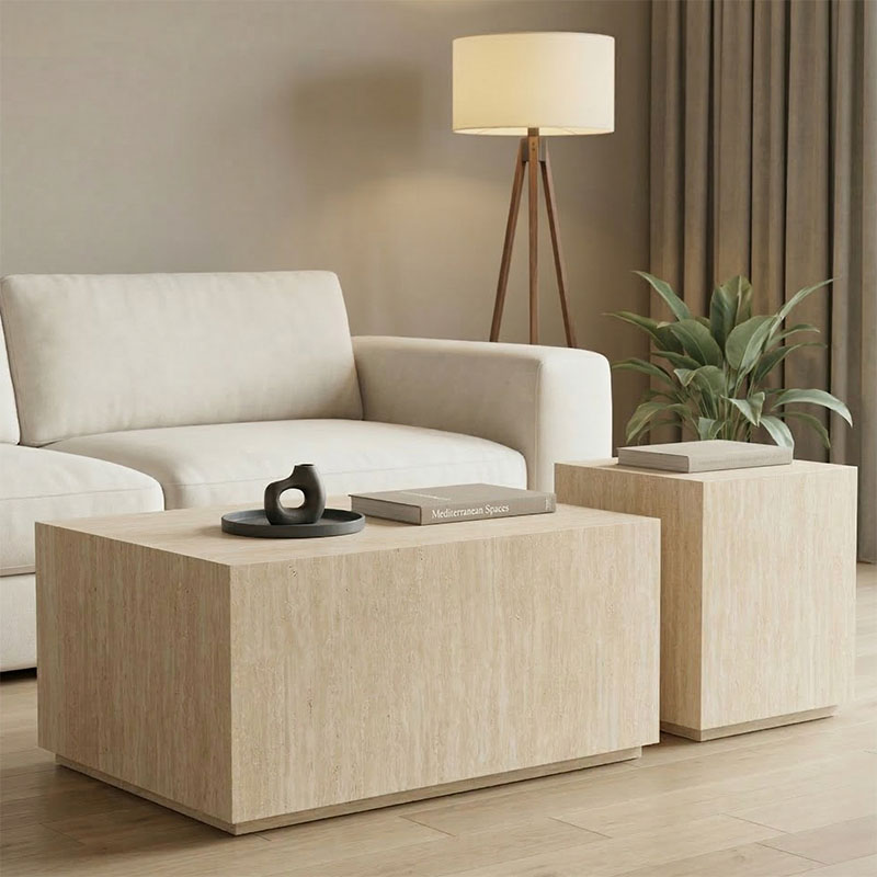 Coffee tables set 2pcs Sandu pakoworld mdf in travertine look