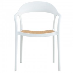 Πολυθρόνα Ember στοιβαζόμενη pakoworld με UV protection PP μπεζ- λευκό 52.5x56.5x81εκ.