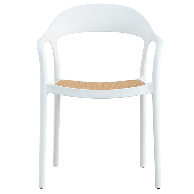 Πολυθρόνα Ember στοιβαζόμενη pakoworld με UV protection PP μπεζ- λευκό 52.5x56.5x81εκ.