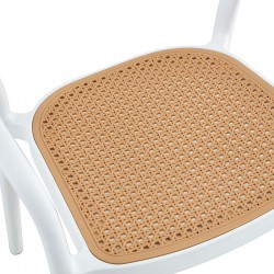 Πολυθρόνα Ember στοιβαζόμενη pakoworld με UV protection PP μπεζ- λευκό 52.5x56.5x81εκ.