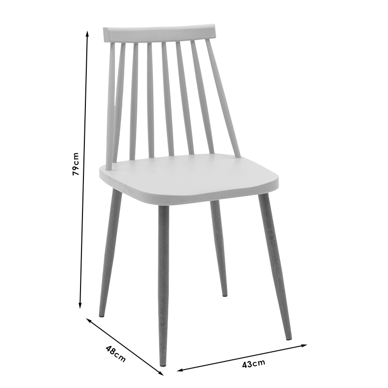 Chair Aurora pakoworld PP grey-natural leg 43x48x79cm Chair Aurora pakoworld PP grey-natural leg 43x48x79cm
