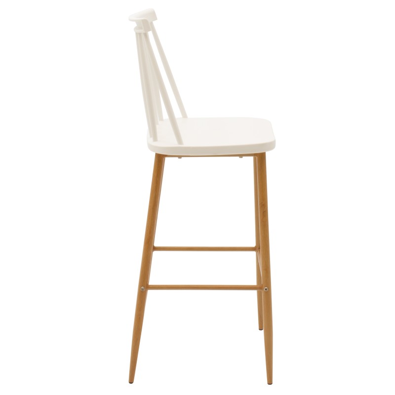 Bar stool Aurora pakoworld pp white-natural leg 42x47x109cm Bar stool Aurora pakoworld pp white-natural leg 42x47x109cm