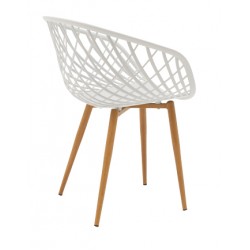 Armchair Ezra pakoworld white pp-natural metal leg 62x42x82cm Armchair Ezra pakoworld white pp-natural metal leg 62x42x82cm