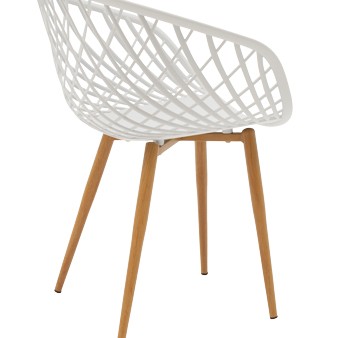 Armchair Ezra pakoworld white pp-natural metal leg 63x55x83cm