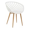 Armchair Ezra pakoworld white pp-natural metal leg 63x55x83cm