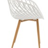 Armchair Ezra pakoworld white pp-natural metal leg 63x55x83cm