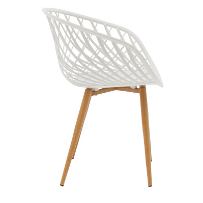 Armchair Ezra pakoworld white pp-natural metal leg 62x42x82cm Armchair Ezra pakoworld white pp-natural metal leg 62x42x82cm
