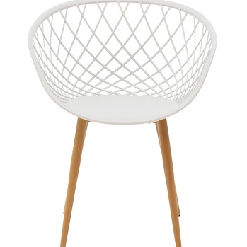 Armchair Ezra pakoworld white pp-natural metal leg 63x55x83cm