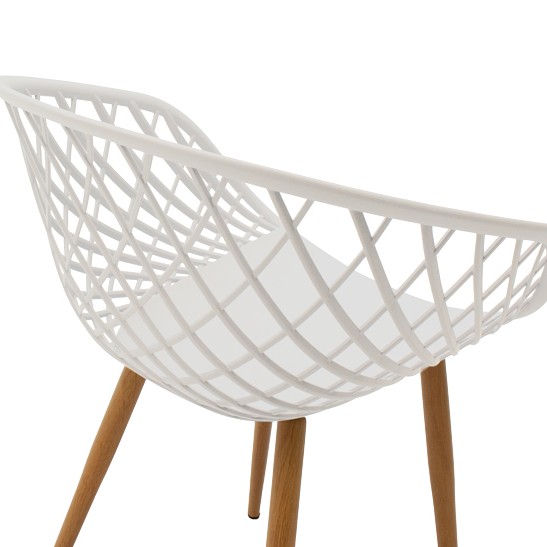 Armchair Ezra pakoworld white pp-natural metal leg 63x55x83cm