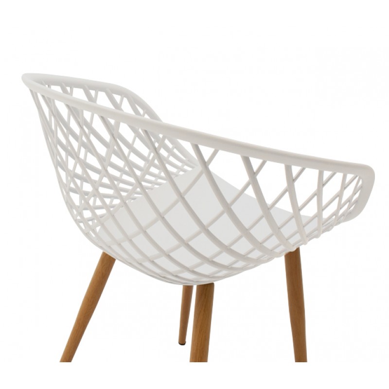 Armchair Ezra pakoworld white pp-natural metal leg 62x42x82cm Armchair Ezra pakoworld white pp-natural metal leg 62x42x82cm