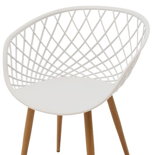Armchair Ezra pakoworld white pp-natural metal leg 63x55x83cm