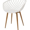 Armchair Ezra pakoworld white pp-natural metal leg 63x55x83cm