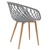 Armchair Ezra pakoworld grey pp-natural metal leg 63x55x83cm