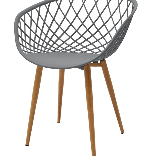Armchair Ezra pakoworld grey pp-natural metal leg 63x55x83cm