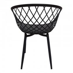 Armchair Ezra pakoworld black pp-black metal leg 62x42x82cm Armchair Ezra pakoworld black pp-black metal leg 62x42x82cm