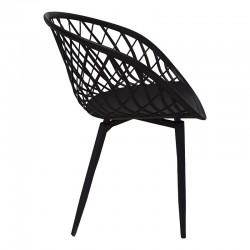 Armchair Ezra pakoworld black pp-black metal leg 62x42x82cm Armchair Ezra pakoworld black pp-black metal leg 62x42x82cm