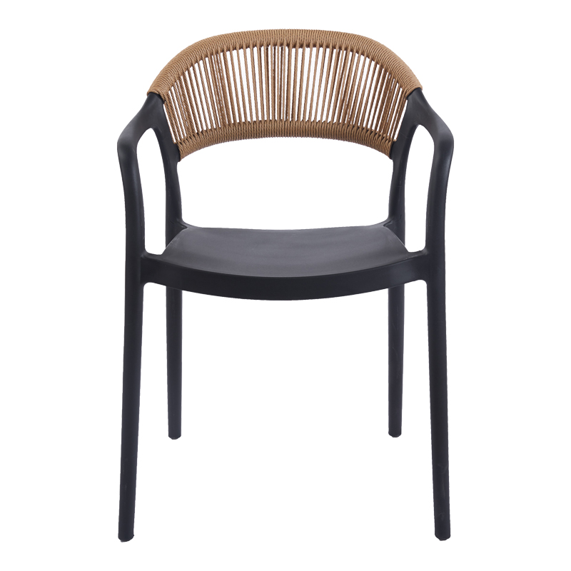 Πολυθρόνα Ankara pakoworld στοιβαζόμενη pp-pe rattan σε μαύρη-φυσική απόχρωση 54x55.5x77εκ