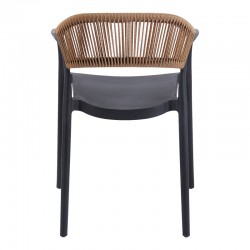 Πολυθρόνα Ankara pakoworld στοιβαζόμενη pp-pe rattan σε μαύρη-φυσική απόχρωση 54x55.5x77εκ