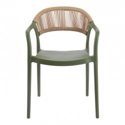 Πολυθρόνα Ankara pakoworld στοιβαζόμενη pp-pe rattan σε λαδί-φυσική απόχρωση 54x55.5x77εκ