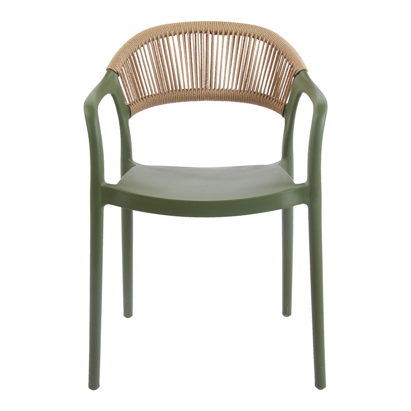 Πολυθρόνα Ankara pakoworld στοιβαζόμενη pp-pe rattan σε λαδί-φυσική απόχρωση 54x55.5x77εκ