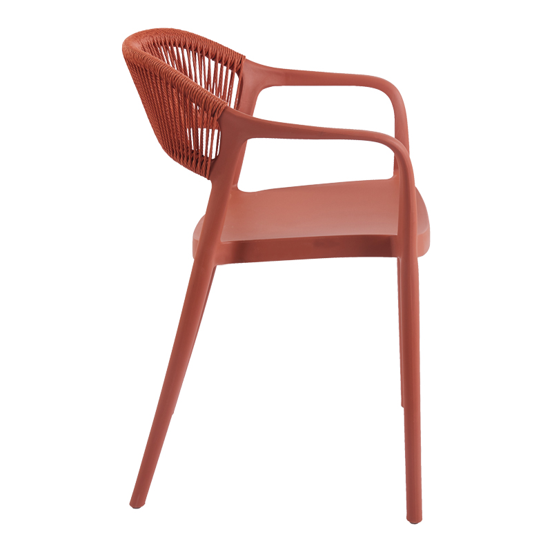 Πολυθρόνα Ankara pakoworld στοιβαζόμενη pp-pe rattan σε terracotta απόχρωση 54x55.5x77εκ