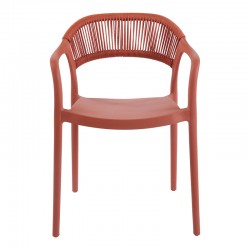 Πολυθρόνα Ankara pakoworld στοιβαζόμενη pp-pe rattan σε terracotta απόχρωση 54x55.5x77εκ