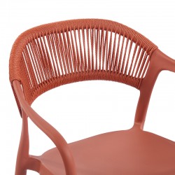 Πολυθρόνα Ankara pakoworld στοιβαζόμενη pp-pe rattan σε terracotta απόχρωση 54x55.5x77εκ