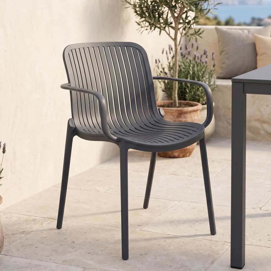 Teragi stackable armchair pakoworld pp with UV protection anthracite 59x57x82cm