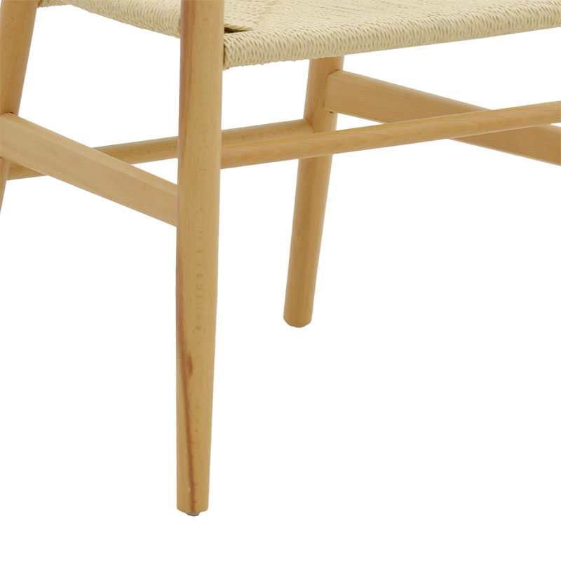 Chair Wishbone pakoworld natural color beech wood with natural color rope 53x55x76cm Chair Wishbone pakoworld natural color beech wood with natural color rope 53x55x76cm