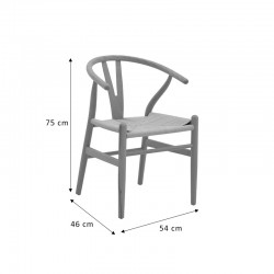 Καρέκλα Wishbone pakoworld rubberwood φυσικό-έδρα φυσικό σχοινί 53x55x76εκ