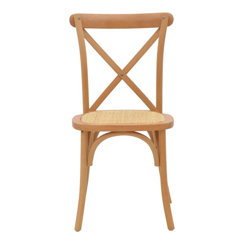 Καρέκλα Dylon pakoworld στοιβαζόμενη φυσικό ξύλο οξιάς-έδρα φυσικό rattan 48x52x89εκ