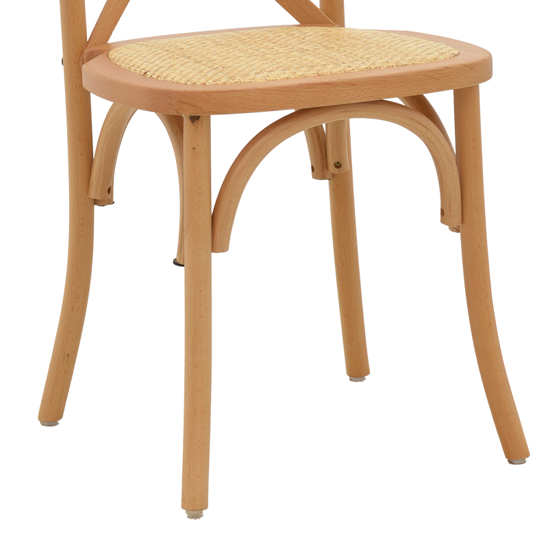 Chair Dylon pakoworld stackable natural beech wood-natural rattan seat 48x52x89cm Chair Dylon pakoworld stackable natural beech wood-natural rattan seat 48x52x89cm