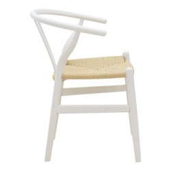 Wishbone chair pakoworld white beech wood-seat with rope in natural shade 53x55x76cm Wishbone chair pakoworld white beech wood-seat with rope in natural shade 53x55x76cm