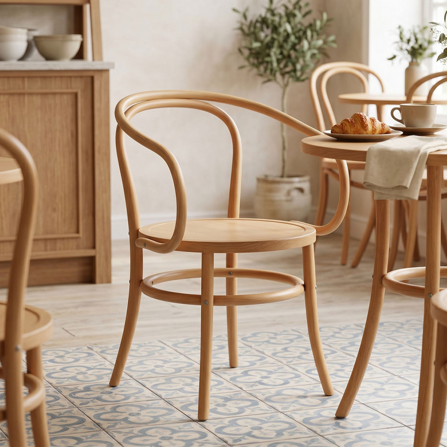 Πολυθρόνα Verfie pakoworld φυσικό ξύλο οξιάς 55x50x83εκ