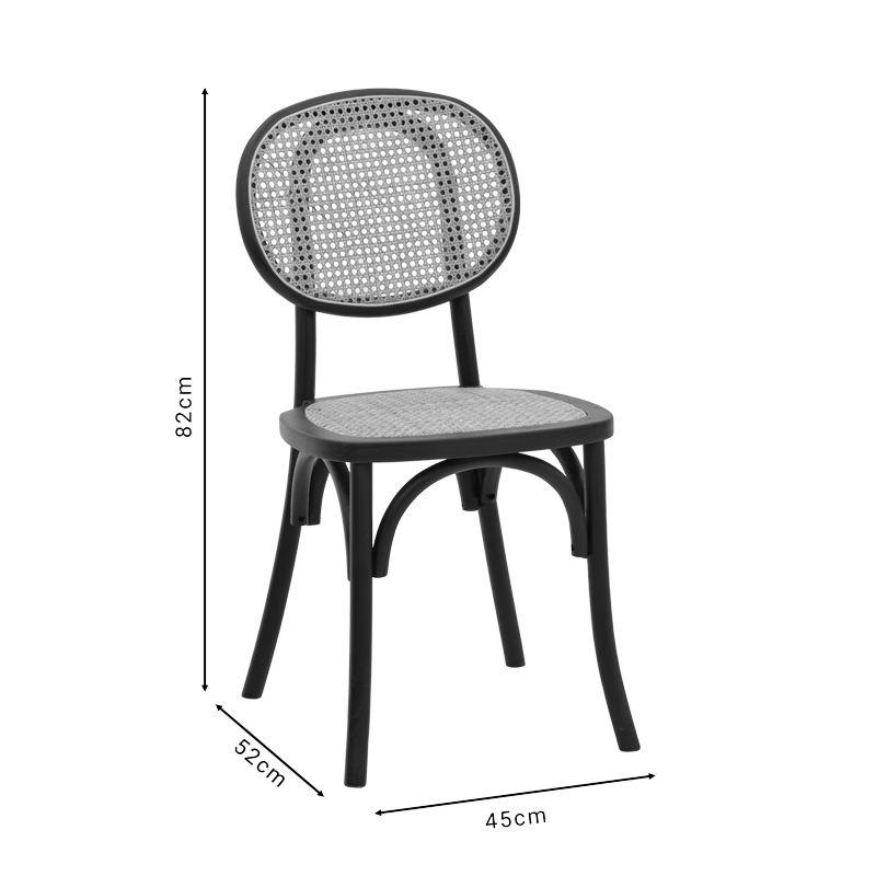 Chair stackable Zoel pakoworld black beech wood-natural rattan 45x52x82cm Chair stackable Zoel pakoworld black beech wood-natural rattan 45x52x82cm