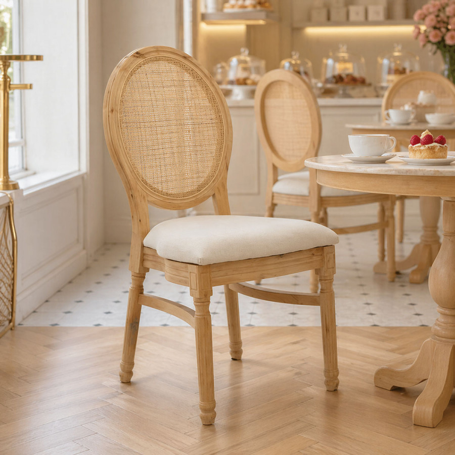 Καρέκλα Canco pakoworld φυσικό rubberwood-φυσικό rattan 50x53x98εκ