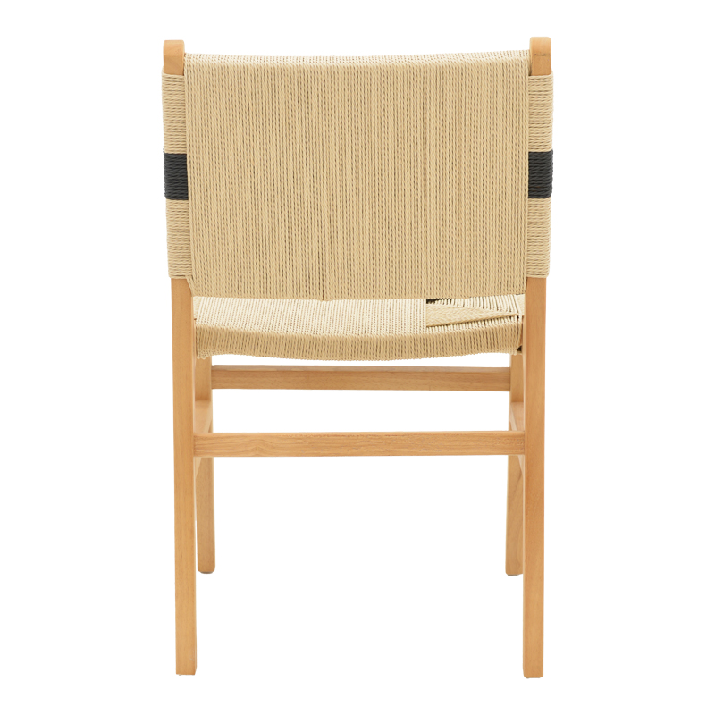 Julien chair pakoworld rubberwood and rope upholstery in natural-black color 61x54x85cm Julien chair pakoworld rubberwood and rope upholstery in natural-black color 61x54x85cm
