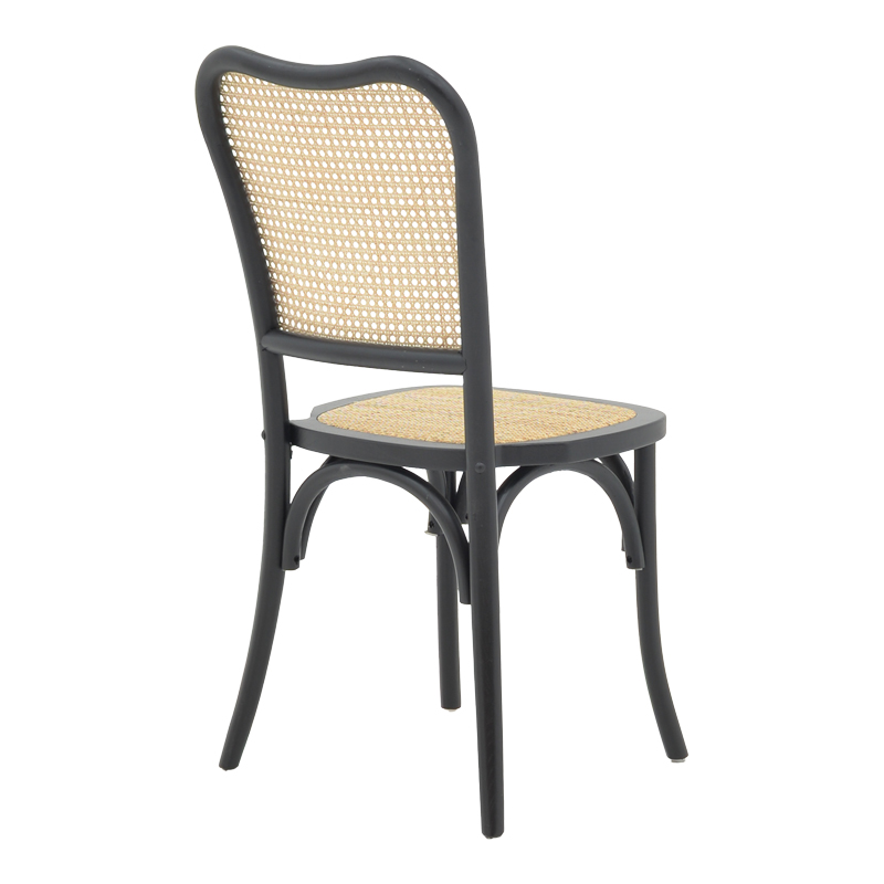 Chair stackable Zozele pakoworld natural rattan pe-black toon wood 45x51x88cm Chair stackable Zozele pakoworld natural rattan pe-black toon wood 45x51x88cm