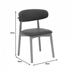 Ubene pakoworld rubberwood and pu chair in walnut and black shade 46x58x79cm Ubene pakoworld rubberwood and pu chair in walnut and black shade 46x58x79cm