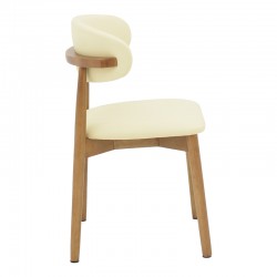 Ubene pakoworld rubberwood and pu chair in walnut and beige shade 46x58x79cm Ubene pakoworld rubberwood and pu chair in walnut and beige shade 46x58x79cm