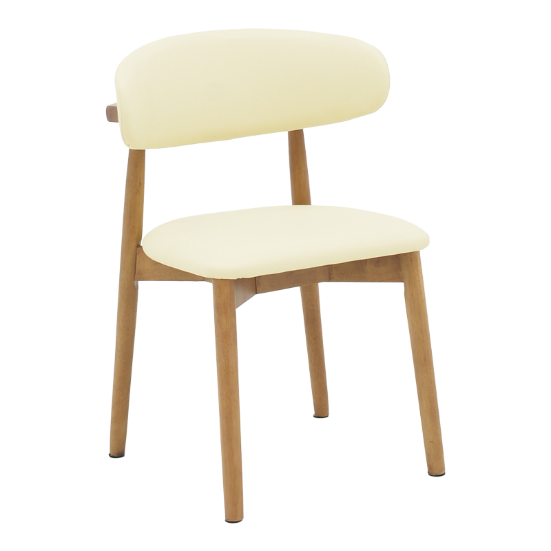 Ubene pakoworld rubberwood and pu chair in walnut and beige shade 46x58x79cm Ubene pakoworld rubberwood and pu chair in walnut and beige shade 46x58x79cm