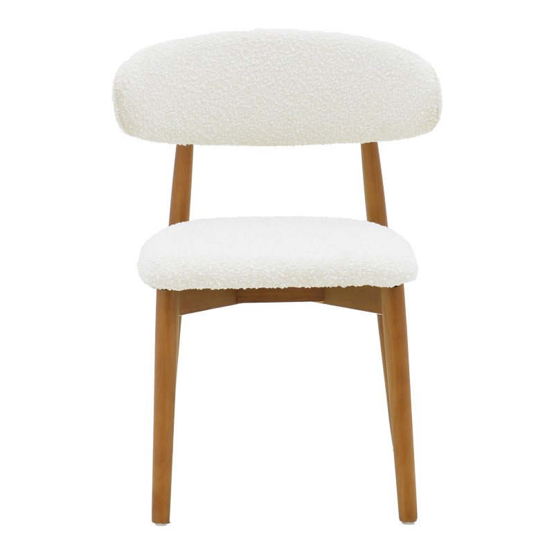 Ubene chair pakoworld rubberwood in walnut-boucle fabric in white shade 51x56x79cm Ubene chair pakoworld rubberwood in walnut-boucle fabric in white shade 51x56x79cm