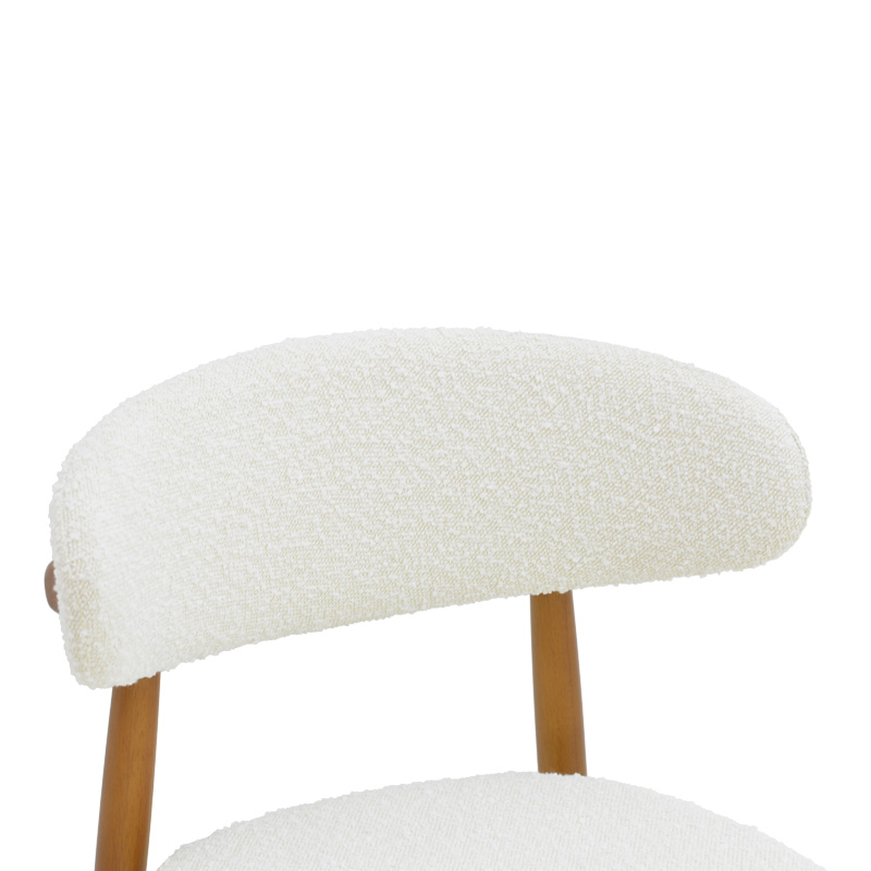 Ubene chair pakoworld rubberwood in walnut-boucle fabric in white shade 51x56x79cm Ubene chair pakoworld rubberwood in walnut-boucle fabric in white shade 51x56x79cm