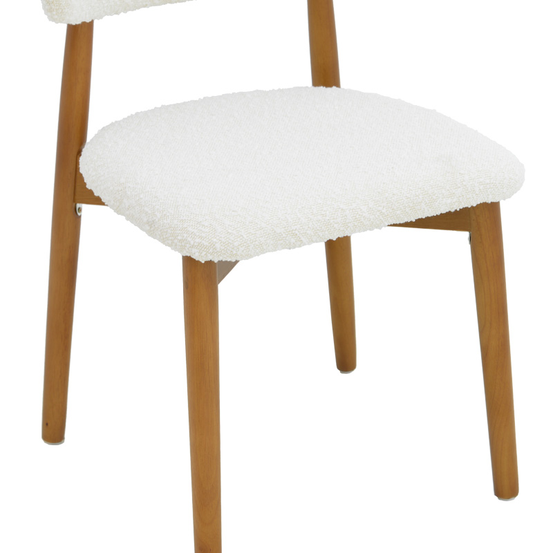 Ubene chair pakoworld rubberwood in walnut-boucle fabric in white shade 51x56x79cm Ubene chair pakoworld rubberwood in walnut-boucle fabric in white shade 51x56x79cm